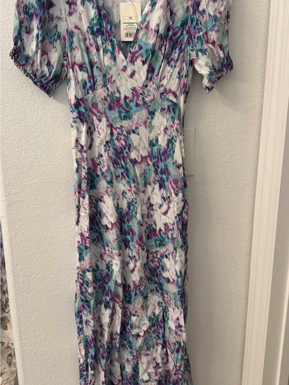 NWT a new day Teal & Purple Abstract Floral Maxi Dress XS new women’s